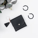 black keychain purse - vegan leather black card holder